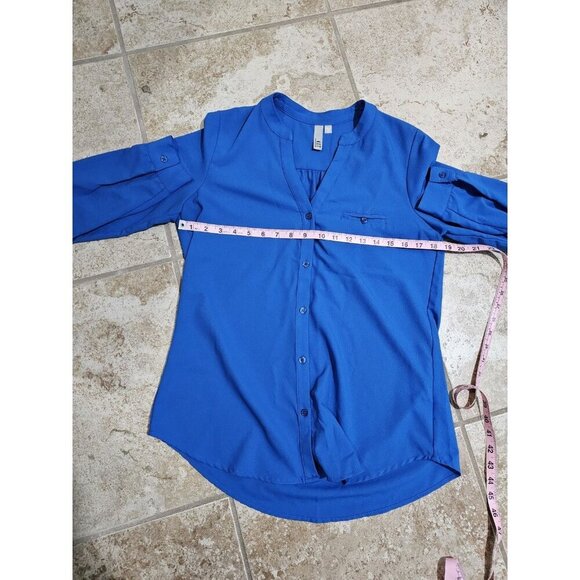 Kut From The Kloth Small Blue Button Up Blouse Office Preppy Y2K Classic Academy - Picture 6 of 7